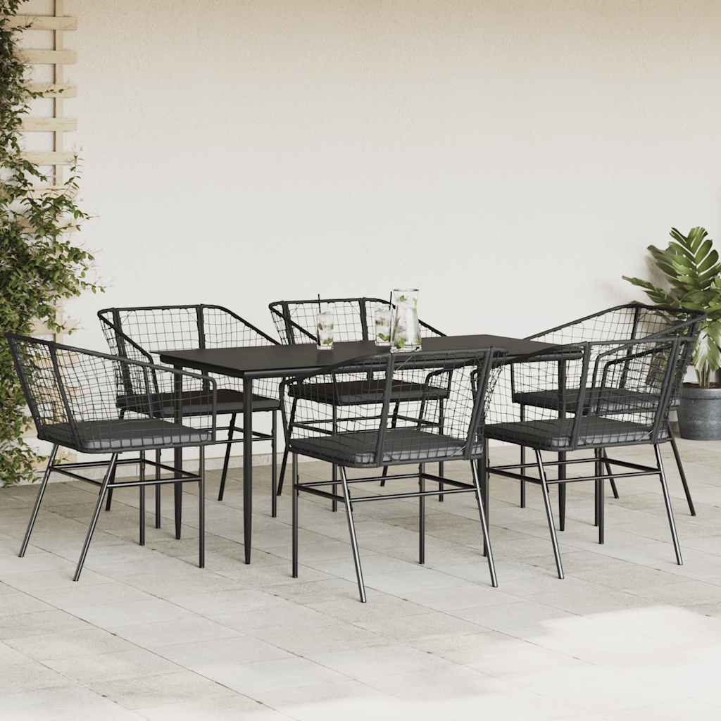 8721158866288_g_en_hd_1 vidaXL 7 Piece Garden Dining Set with Cushions Black Poly Rattan Glass - Image 3