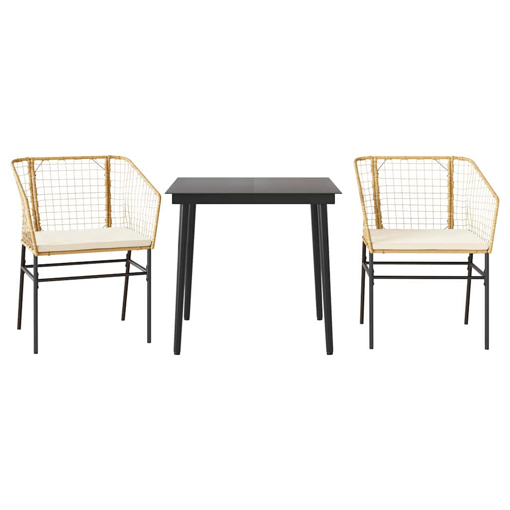 8721158866318_a_en_hd_1 vidaXL 3 Piece Garden Dining Set with Cushions Brown Poly Rattan Glass - Image 2
