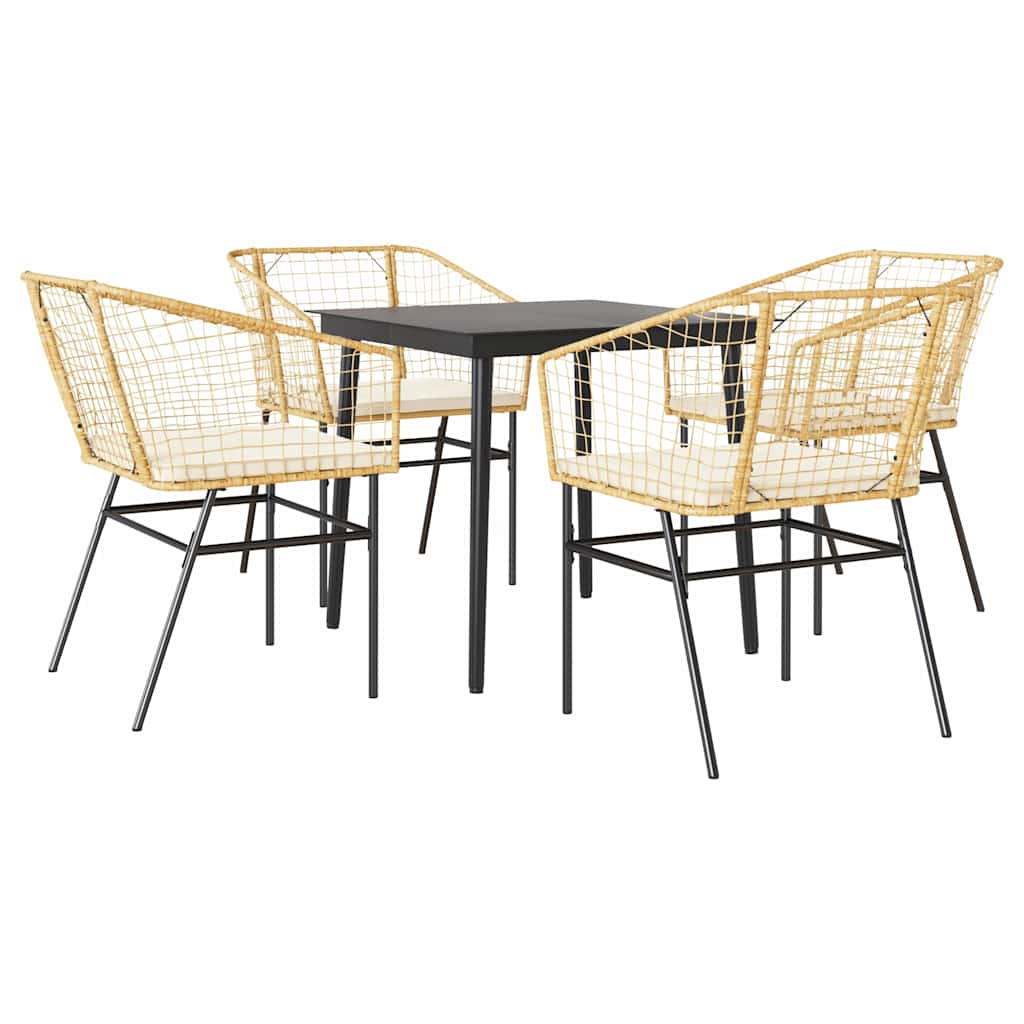 8721158866325_a_en_hd_1 vidaXL 5 Piece Garden Dining Set with Cushions Brown Poly Rattan Glass - Image 2