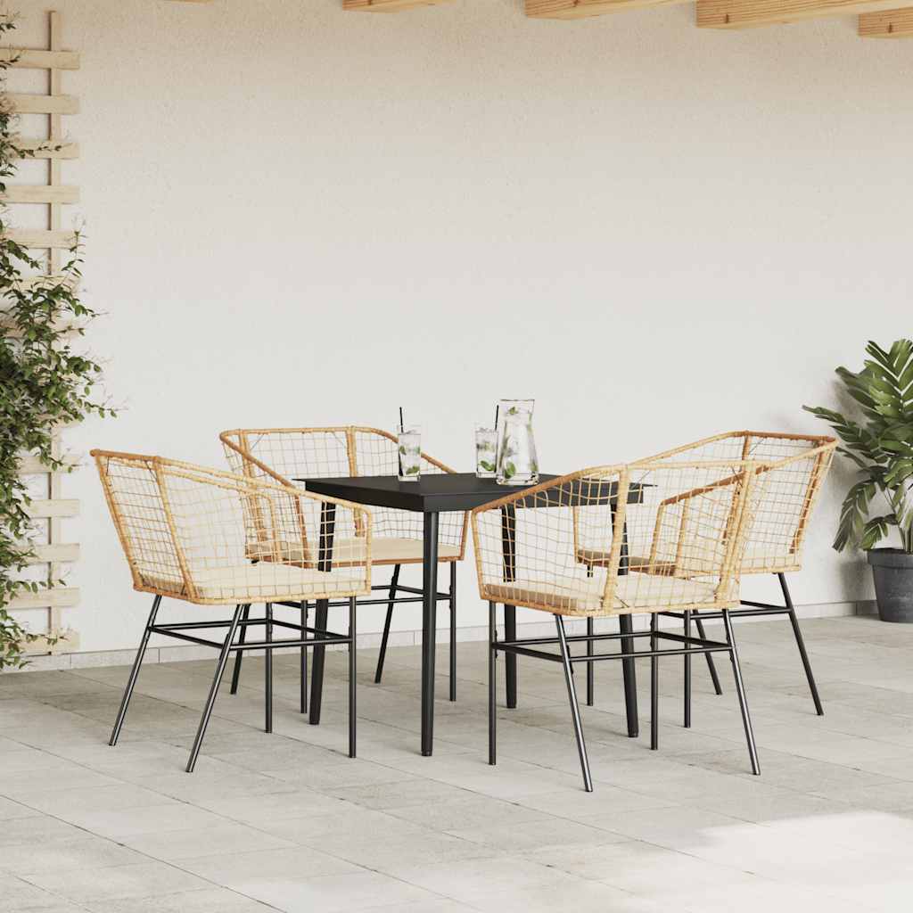8721158866325_g_en_hd_1 vidaXL 5 Piece Garden Dining Set with Cushions Brown Poly Rattan Glass - Image 3