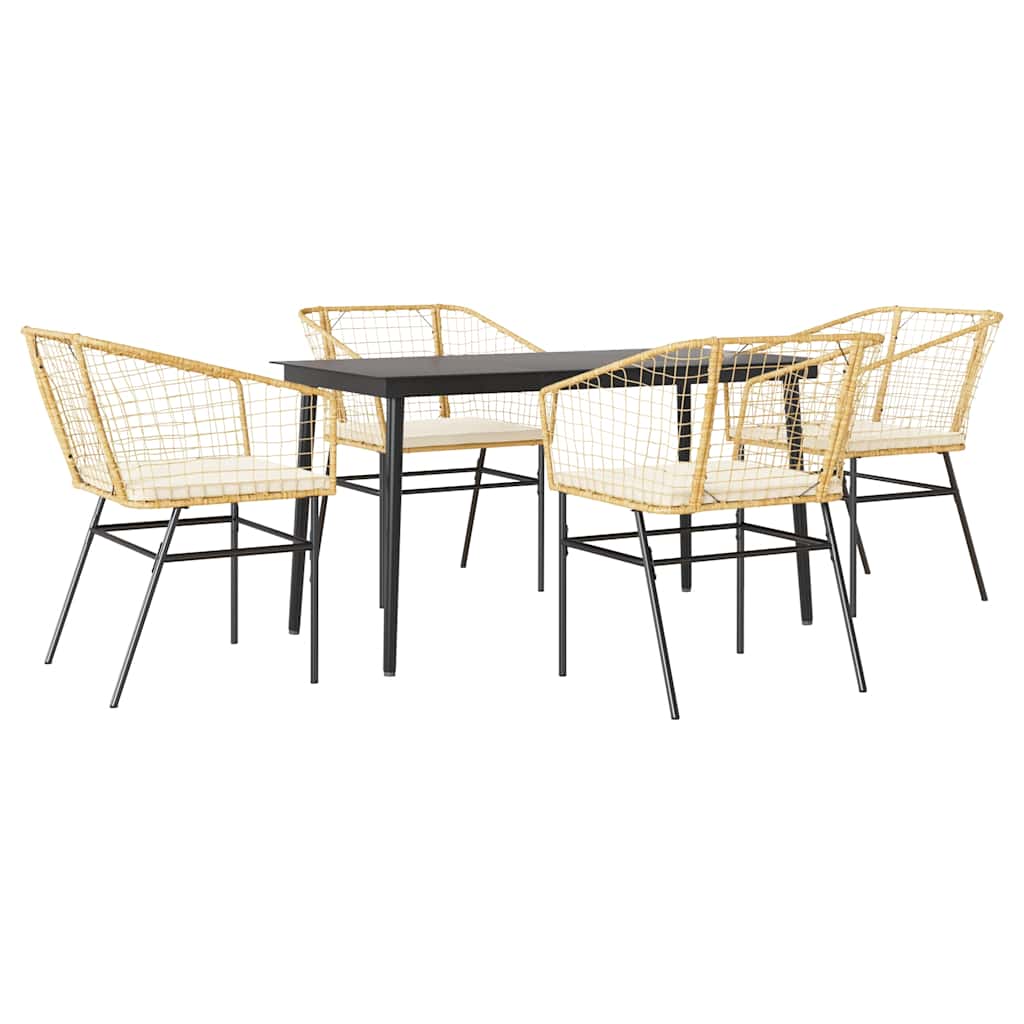8721158866332_a_en_hd_1 vidaXL 5 Piece Garden Dining Set with Cushions Brown Poly Rattan Glass - Image 2