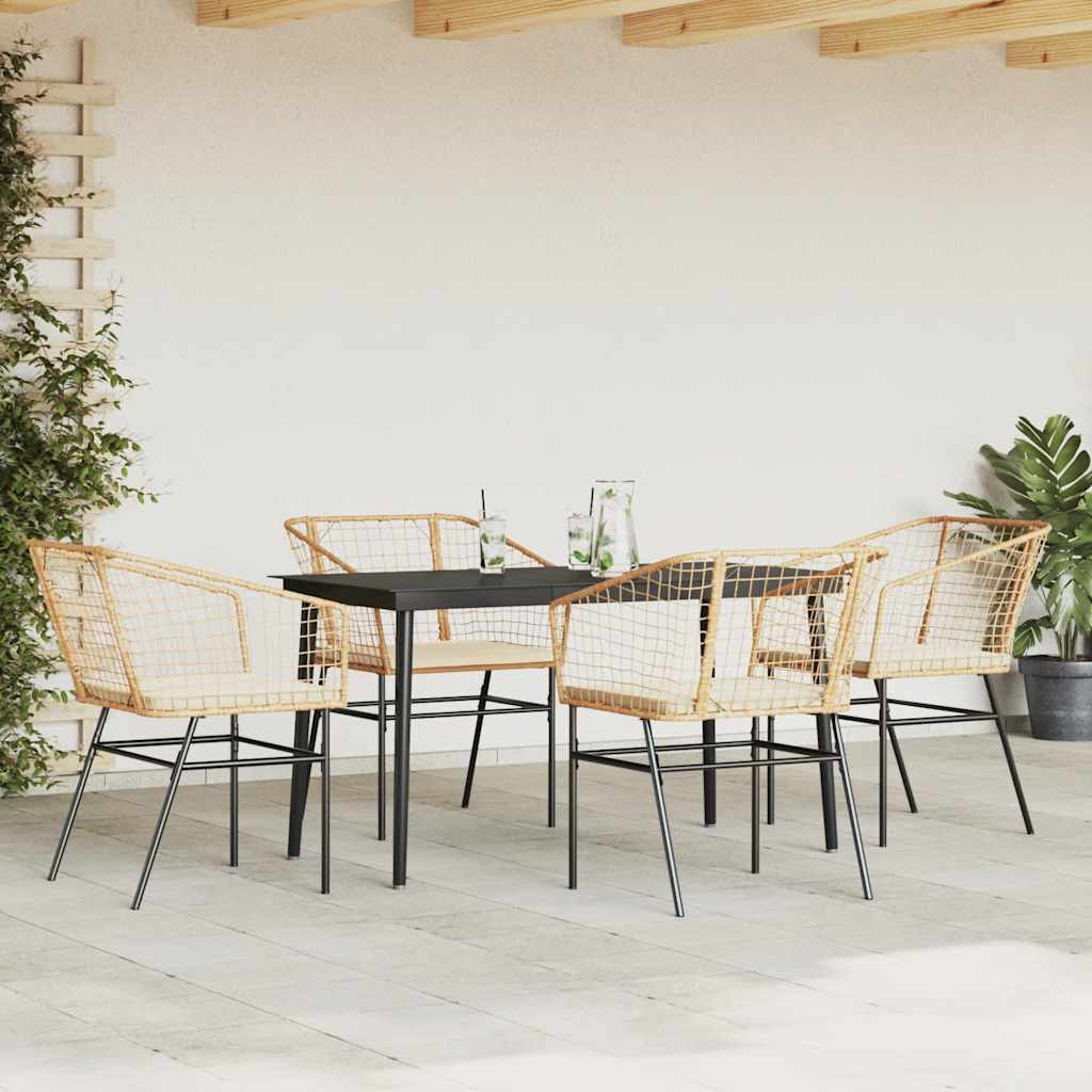 8721158866332_g_en_hd_1 vidaXL 5 Piece Garden Dining Set with Cushions Brown Poly Rattan Glass - Image 3