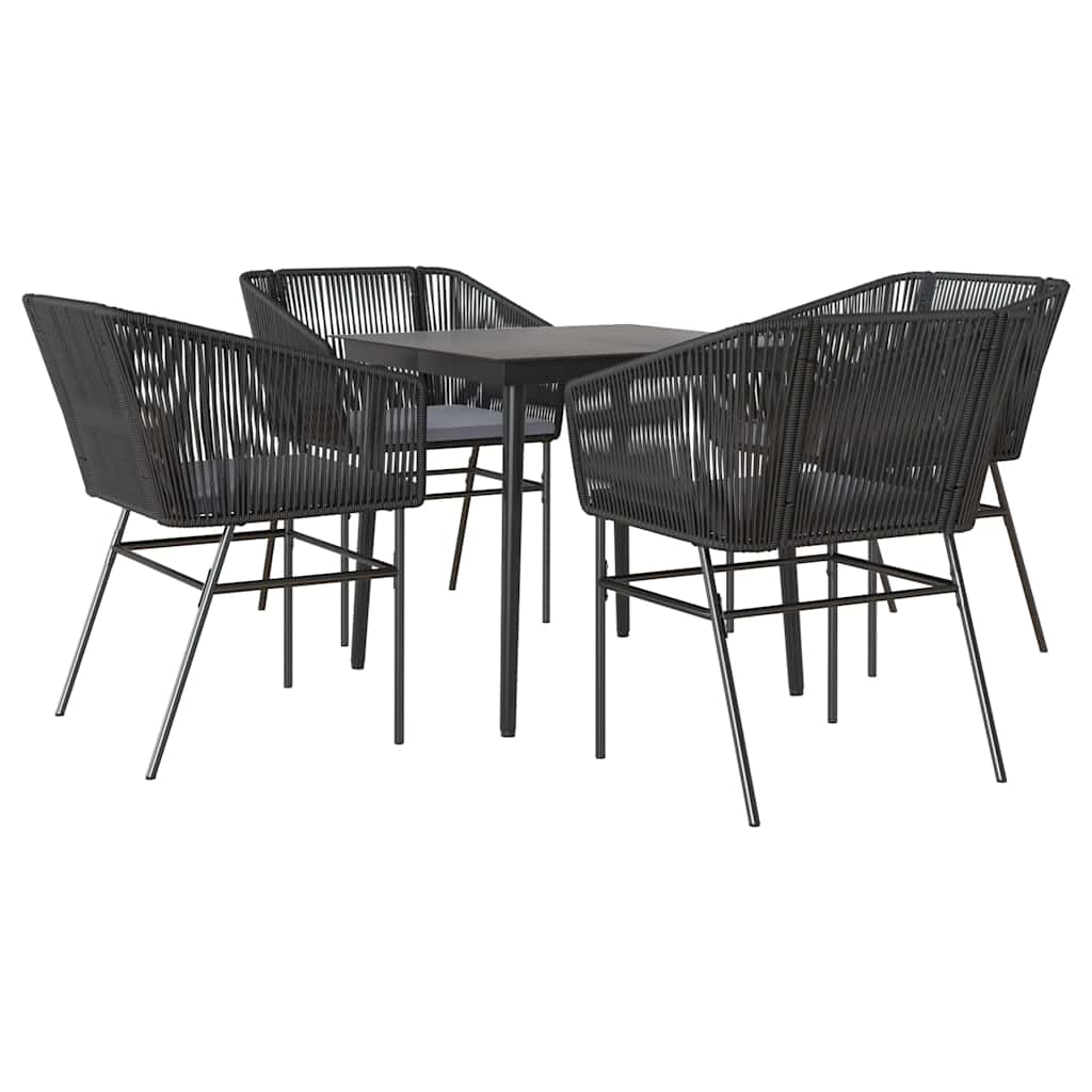 8721158866394_a_en_hd_1 vidaXL 5 Piece Garden Dining Set with Cushions Black Poly Rattan Glass - Image 2