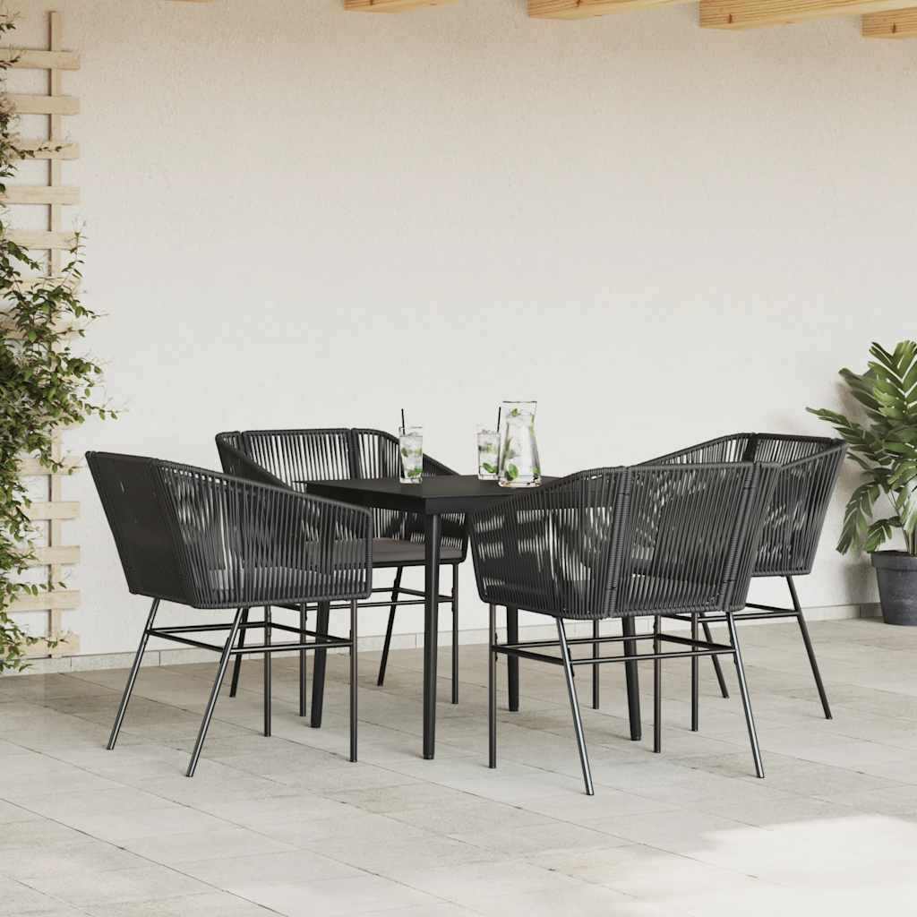8721158866394_g_en_hd_1 vidaXL 5 Piece Garden Dining Set with Cushions Black Poly Rattan Glass - Image 3