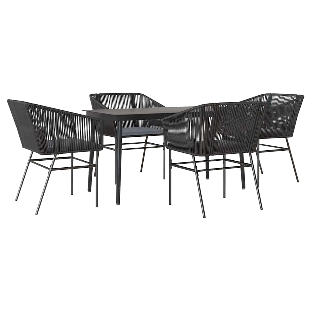 8721158866400_a_en_hd_1 vidaXL 5 Piece Garden Dining Set with Cushions Black Poly Rattan Glass - Image 2