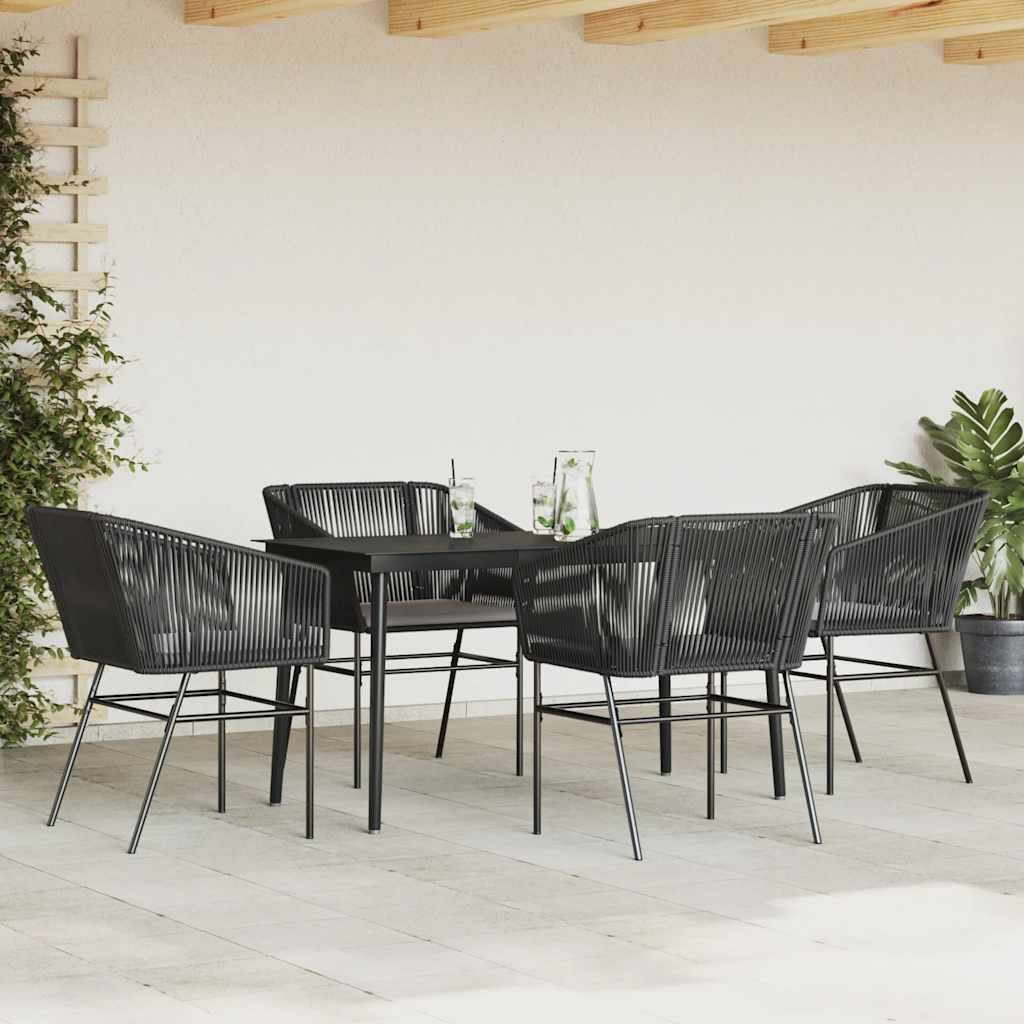 8721158866400_g_en_hd_1 vidaXL 5 Piece Garden Dining Set with Cushions Black Poly Rattan Glass - Image 3