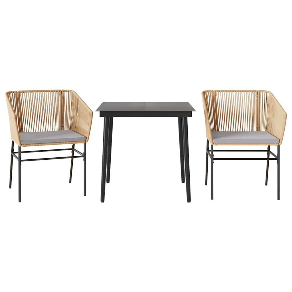8721158866455_a_en_hd_1 vidaXL 3 Piece Garden Dining Set with Cushions Brown Poly Rattan Glass - Image 2