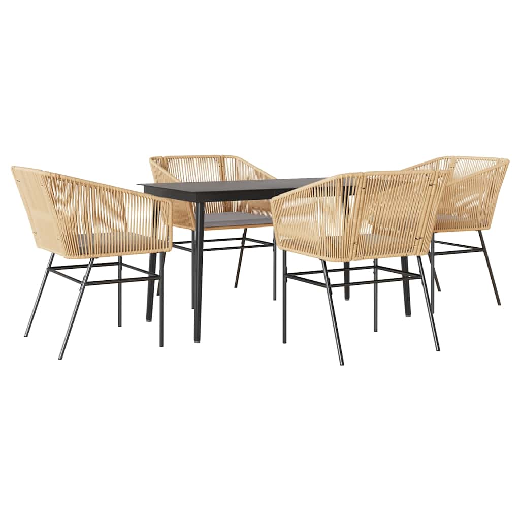 8721158866479_a_en_hd_1 vidaXL 5 Piece Garden Dining Set with Cushions Brown Poly Rattan Glass - Image 2