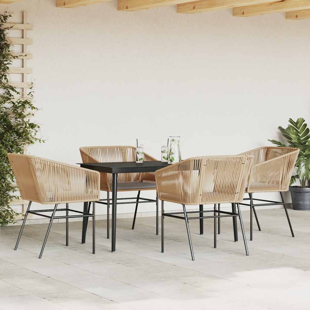 8721158866479_g_en_hd_1 vidaXL 5 Piece Garden Dining Set with Cushions Brown Poly Rattan Glass - Image 3