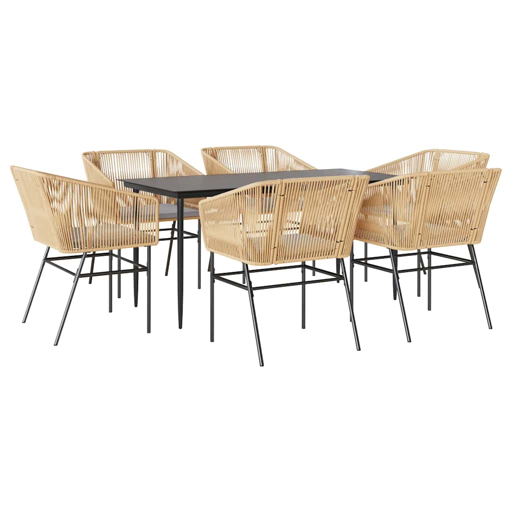8721158866493_a_en_hd_1 vidaXL 7 Piece Garden Dining Set with Cushions Brown Poly Rattan Glass - Image 2