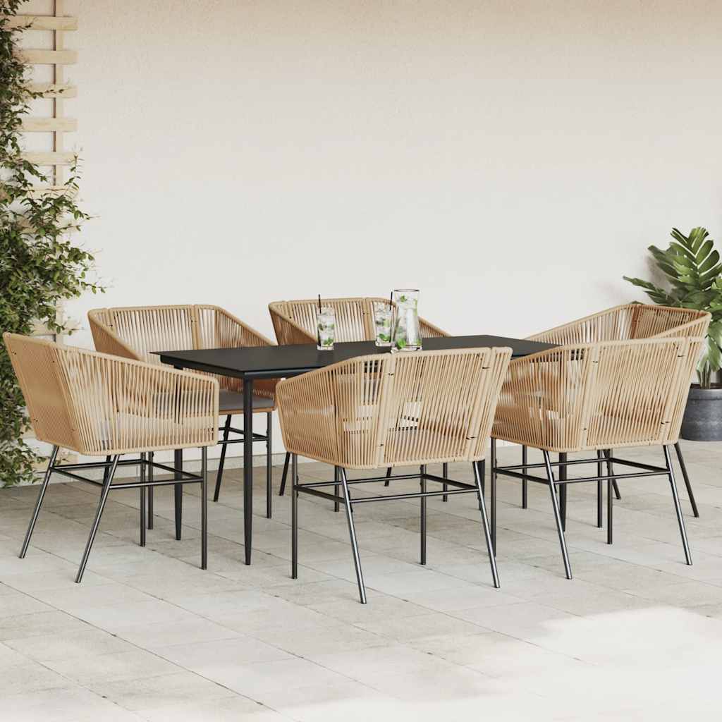 8721158866493_g_en_hd_1 vidaXL 7 Piece Garden Dining Set with Cushions Brown Poly Rattan Glass - Image 3