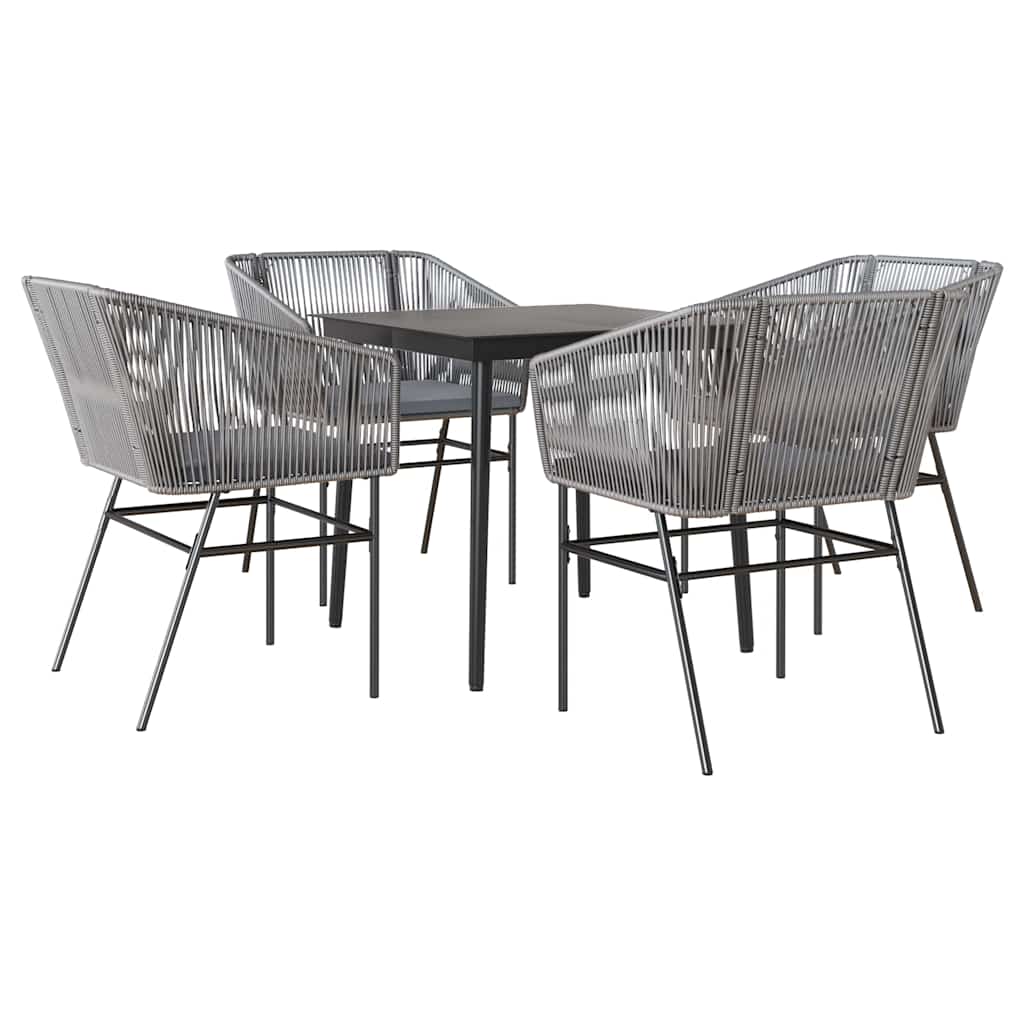8721158866530_a_en_hd_1 vidaXL 5 Piece Garden Dining Set with Cushions Grey Poly Rattan Glass - Image 2