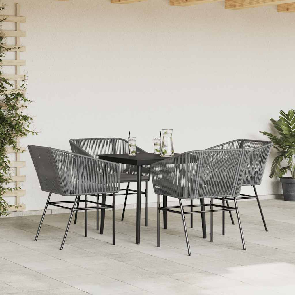 8721158866530_g_en_hd_1 vidaXL 5 Piece Garden Dining Set with Cushions Grey Poly Rattan Glass - Image 3