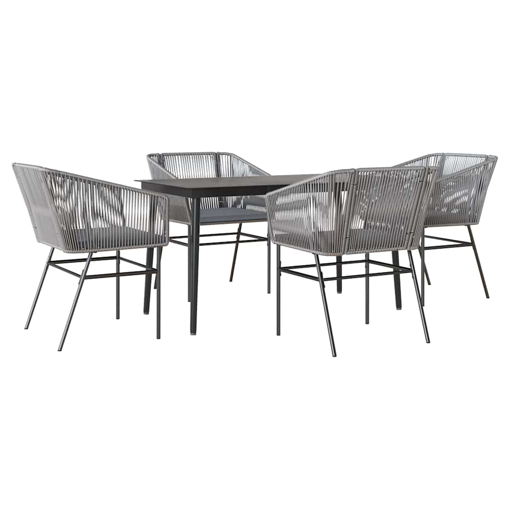 8721158866547_a_en_hd_1 vidaXL 5 Piece Garden Dining Set with Cushions Grey Poly Rattan Glass - Image 2