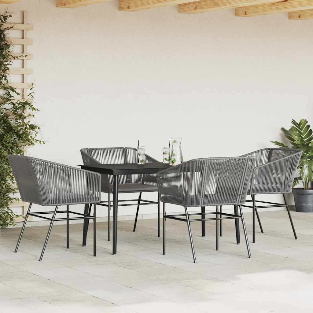 8721158866547_g_en_hd_1 vidaXL 5 Piece Garden Dining Set with Cushions Grey Poly Rattan Glass - Image 3