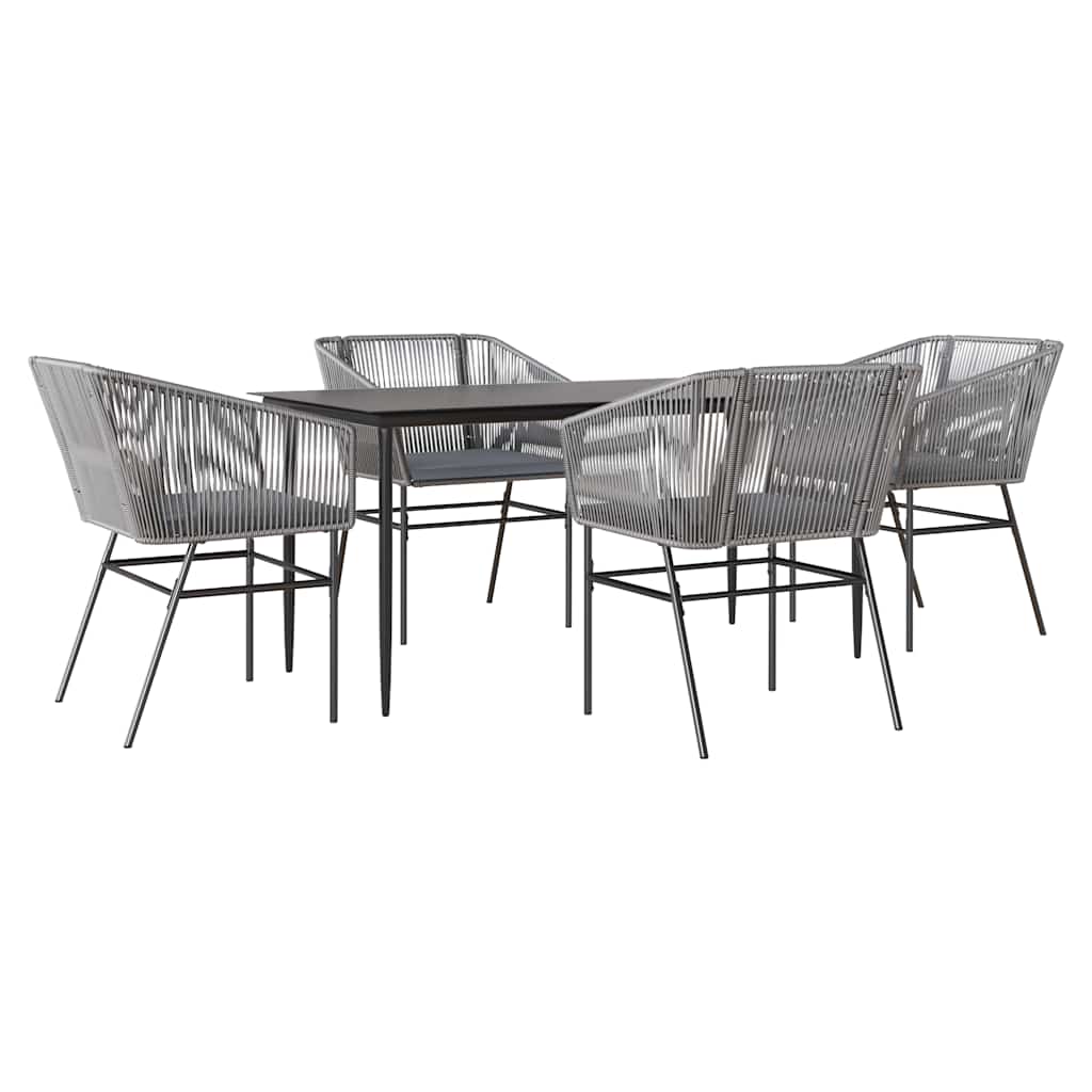 8721158866554_a_en_hd_1 vidaXL 5 Piece Garden Dining Set with Cushions Grey Poly Rattan Glass - Image 2
