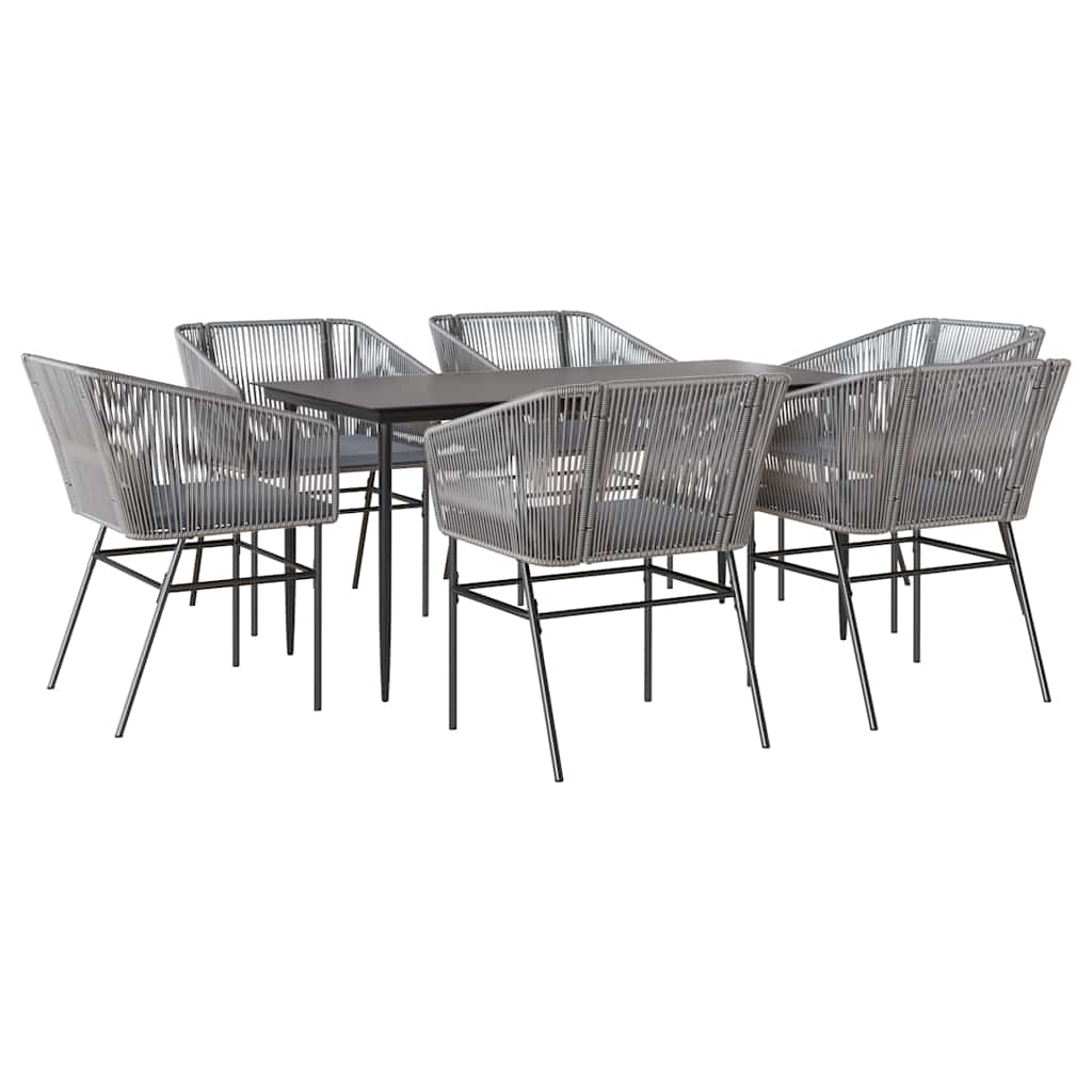 8721158866561_a_en_hd_1 vidaXL 7 Piece Garden Dining Set with Cushions Grey Poly Rattan Glass - Image 2