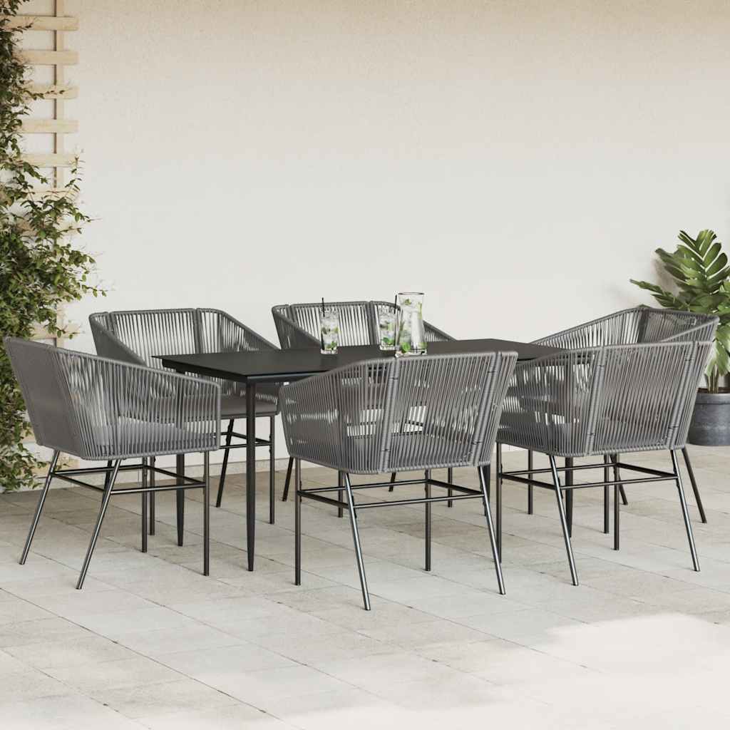 8721158866561_g_en_hd_1 vidaXL 7 Piece Garden Dining Set with Cushions Grey Poly Rattan Glass - Image 3