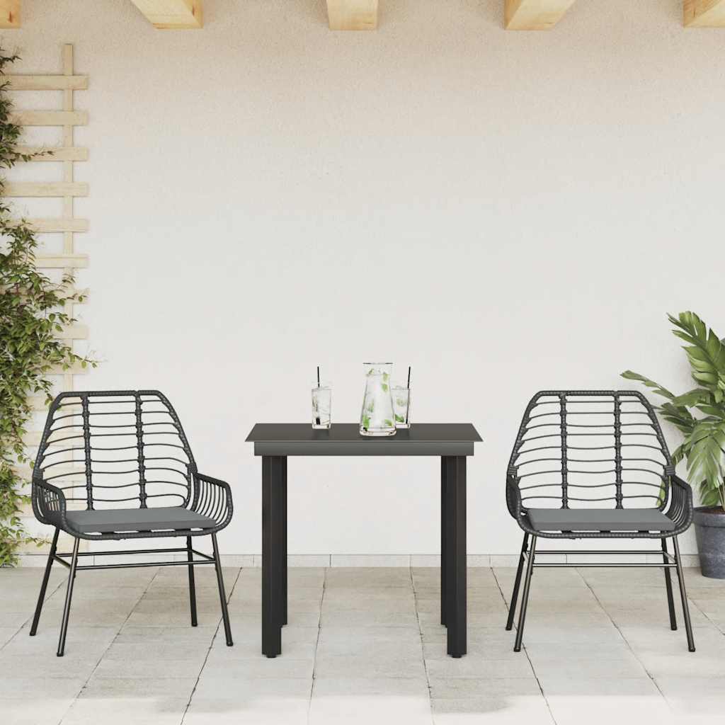 8721158866738_g_en_hd_1 vidaXL 3 Piece Garden Dining Set with Cushions Black Poly Rattan Glass - Image 3