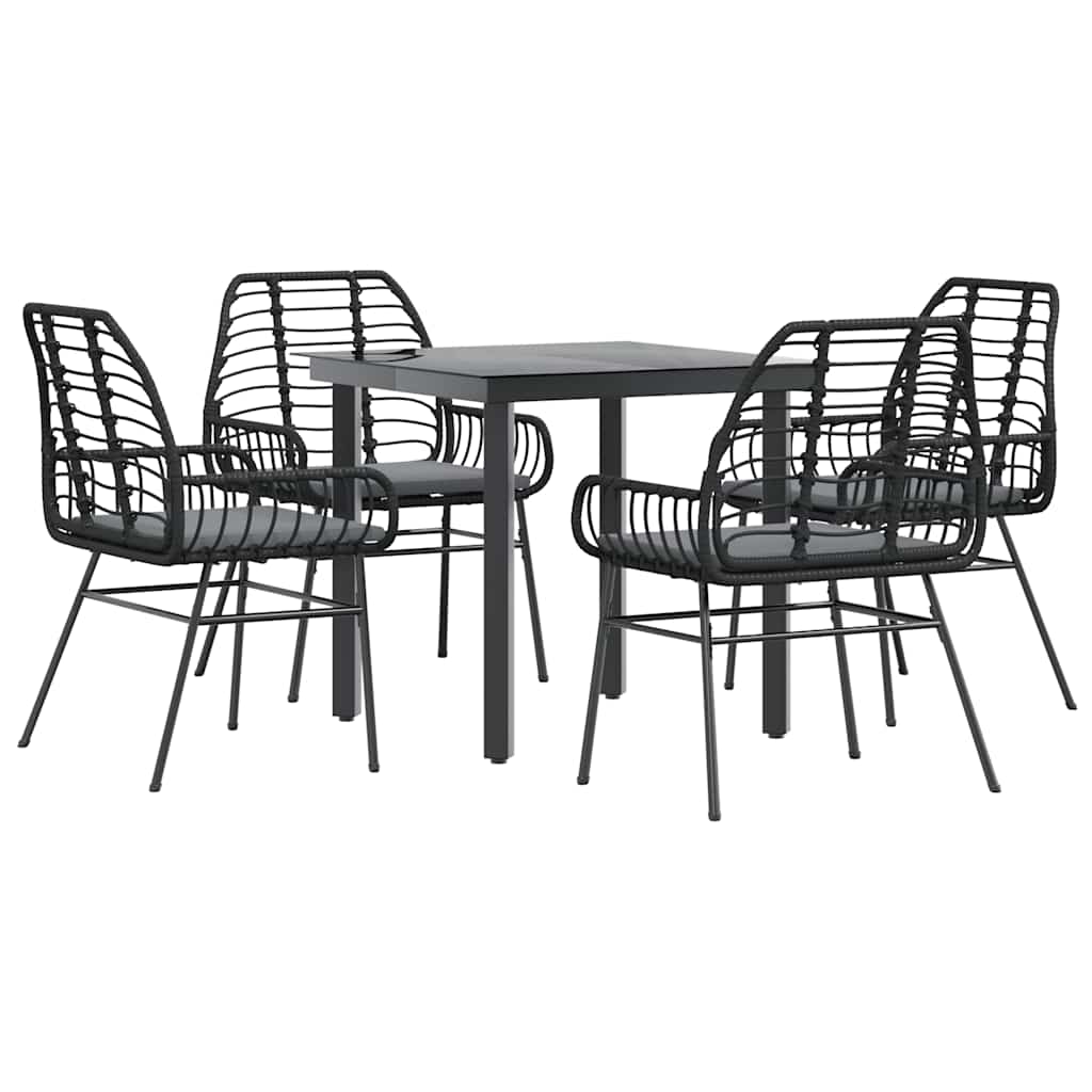 8721158866745_a_en_hd_1 vidaXL 5 Piece Garden Dining Set with Cushions Black Poly Rattan Glass - Image 2