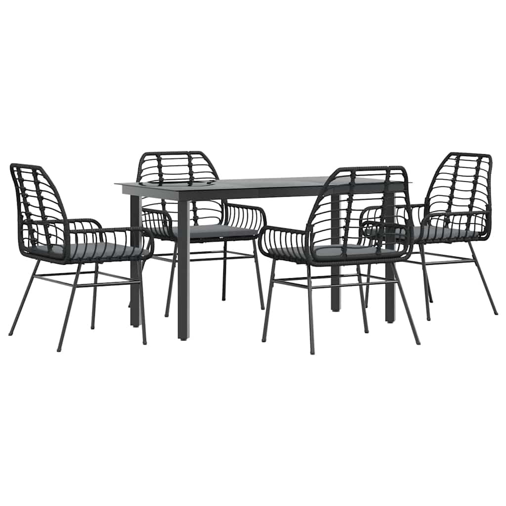 8721158866752_a_en_hd_1 vidaXL 5 Piece Garden Dining Set with Cushions Black Poly Rattan Glass - Image 2