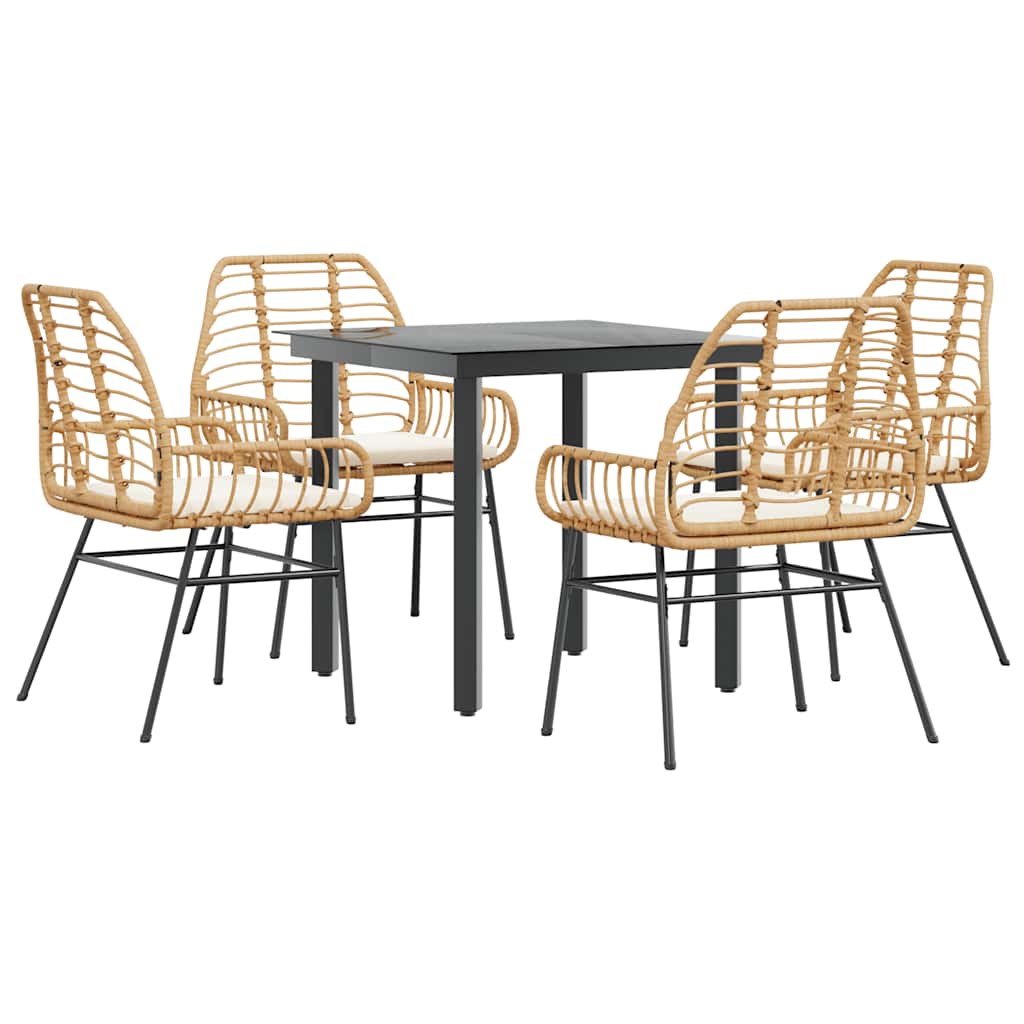 8721158866813_a_en_hd_1 vidaXL 5 Piece Garden Dining Set with Cushions Brown Poly Rattan Glass - Image 2