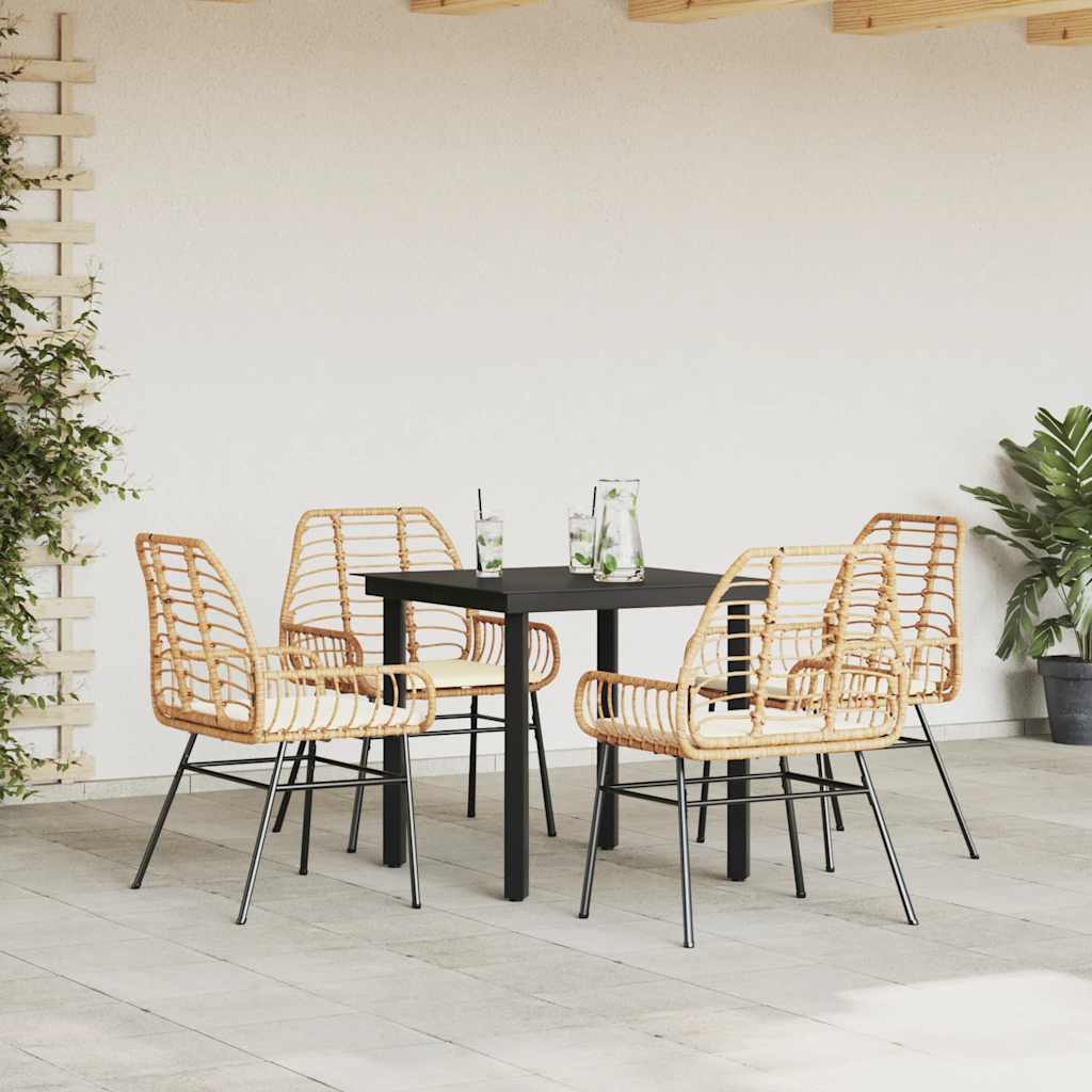 8721158866813_g_en_hd_1 vidaXL 5 Piece Garden Dining Set with Cushions Brown Poly Rattan Glass - Image 3