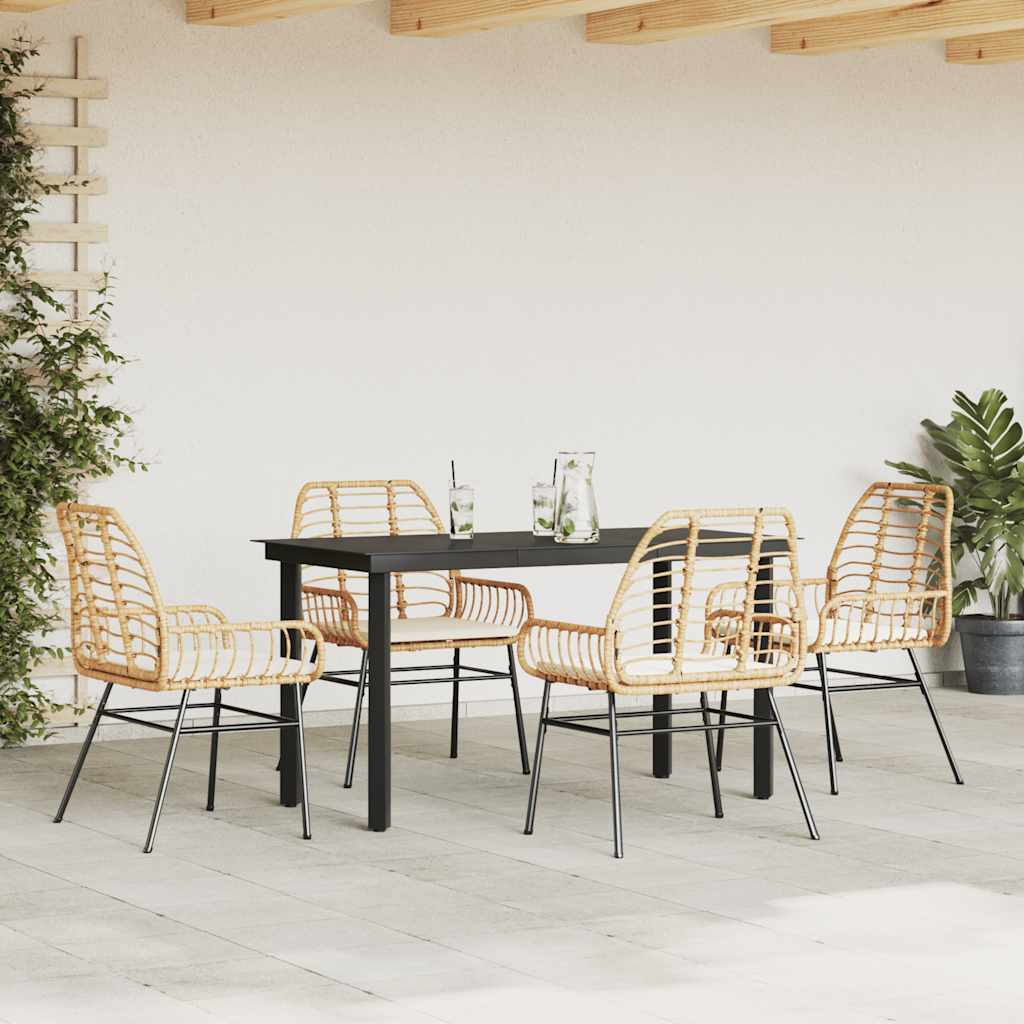 8721158866820_g_en_hd_1 vidaXL 5 Piece Garden Dining Set with Cushions Brown Poly Rattan Glass - Image 3