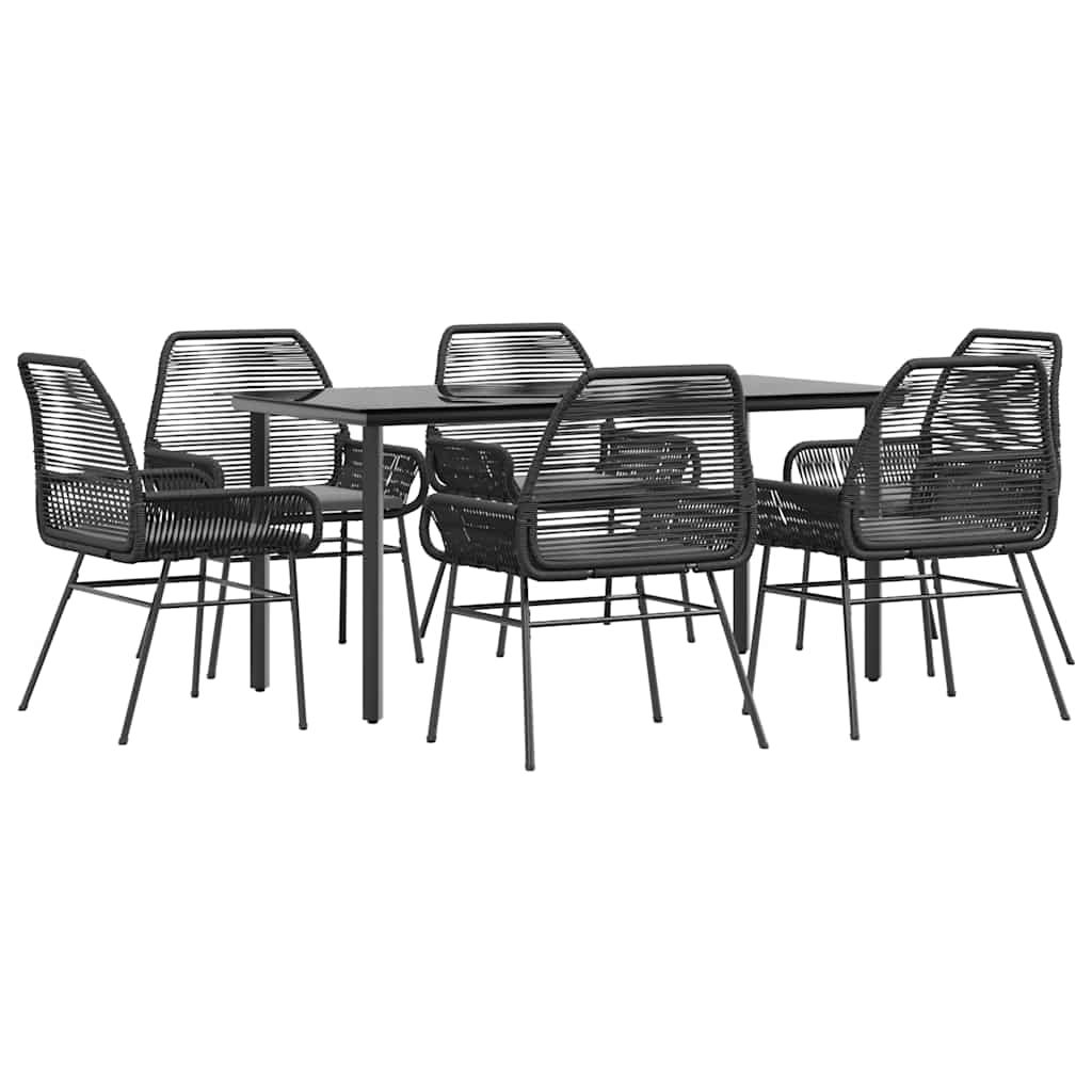 8721158866912_a_en_hd_1 vidaXL 7 Piece Garden Dining Set with Cushions Black Poly Rattan Glass - Image 2