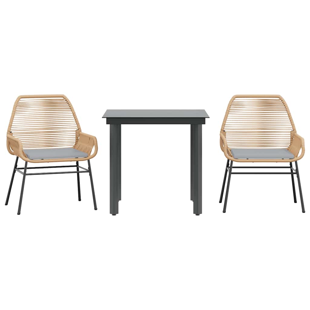 8721158866943_a_en_hd_1 vidaXL 3 Piece Garden Dining Set with Cushions Brown Poly Rattan Glass - Image 2