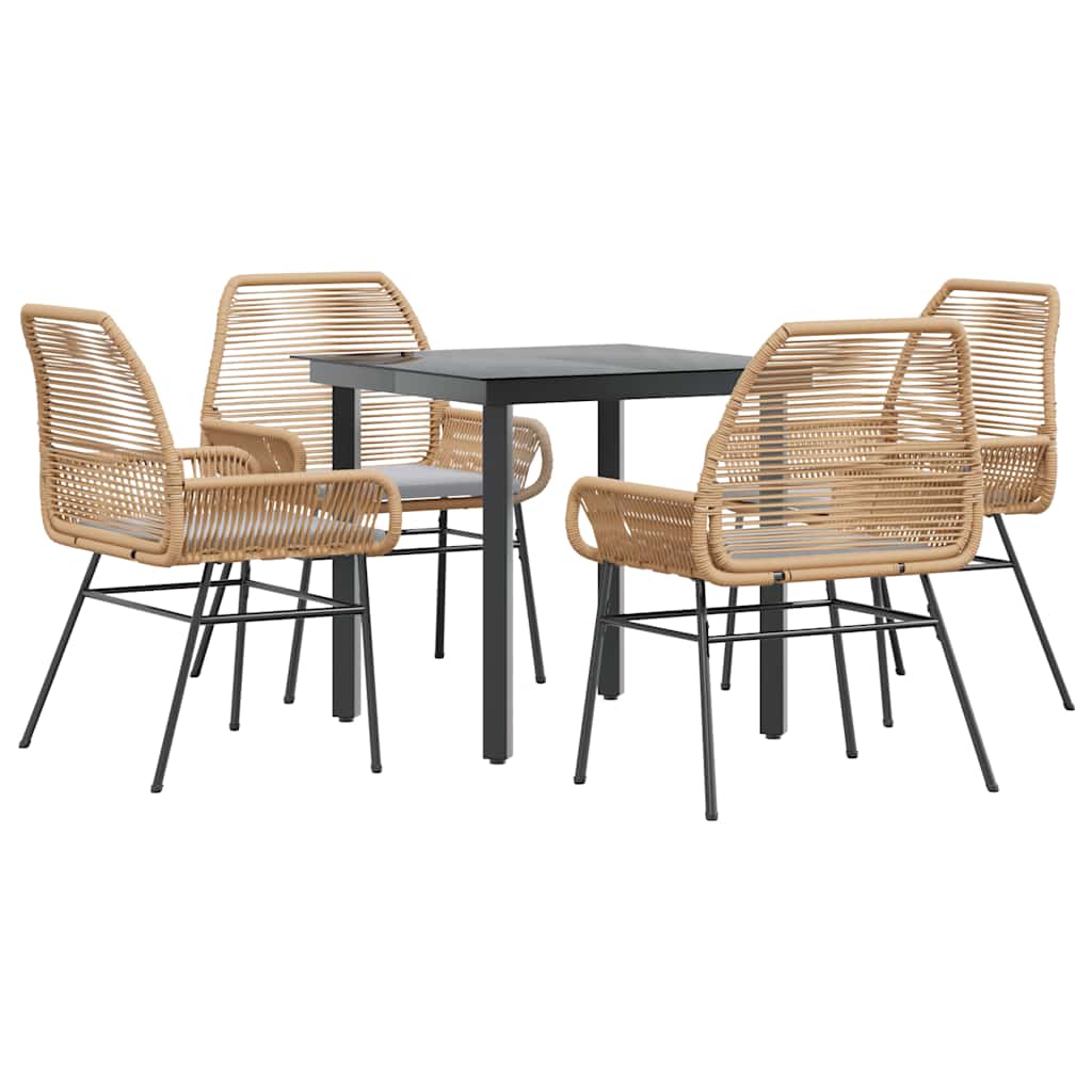 8721158866950_a_en_hd_1 vidaXL 5 Piece Garden Dining Set with Cushions Brown Poly Rattan Glass - Image 2