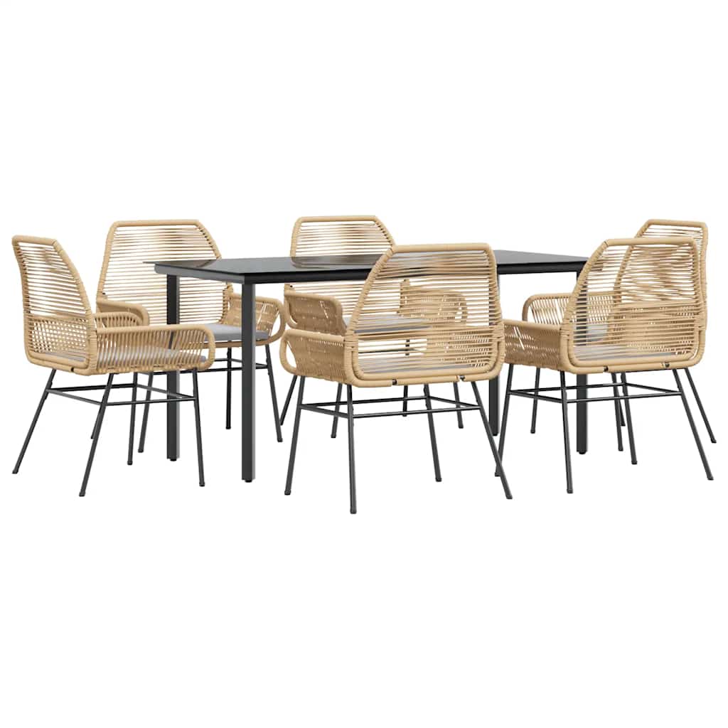 8721158866981_a_en_hd_1 vidaXL 7 Piece Garden Dining Set with Cushions Brown Poly Rattan Glass - Image 2