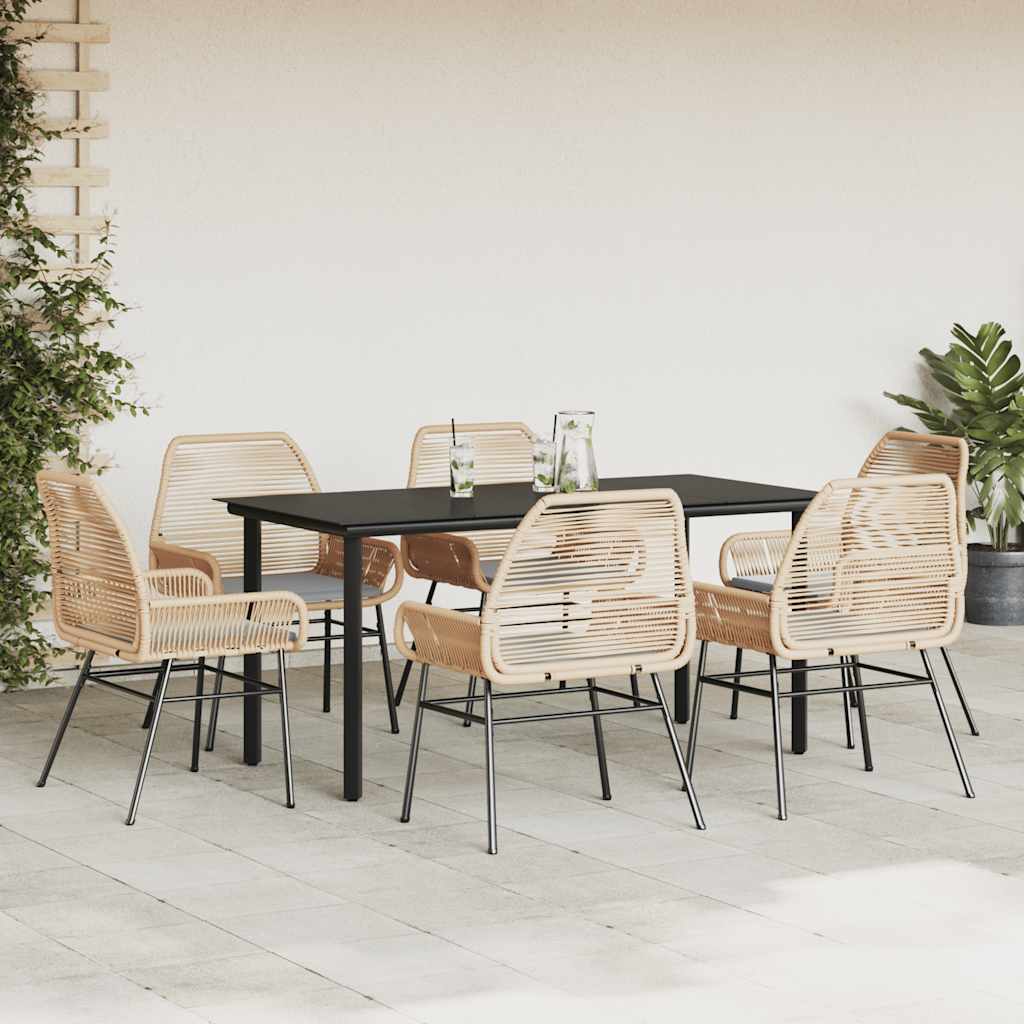 8721158866981_g_en_hd_1 vidaXL 7 Piece Garden Dining Set with Cushions Brown Poly Rattan Glass - Image 3