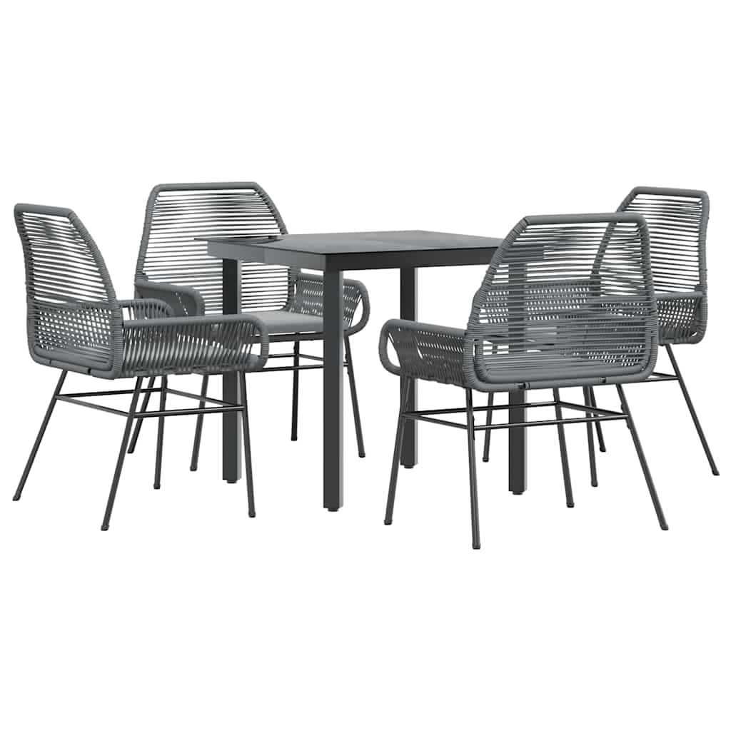 8721158867025_a_en_hd_1 vidaXL 5 Piece Garden Dining Set with Cushions Grey Poly Rattan Glass - Image 2