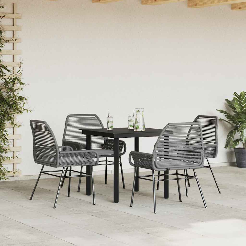 8721158867025_g_en_hd_1 vidaXL 5 Piece Garden Dining Set with Cushions Grey Poly Rattan Glass - Image 3