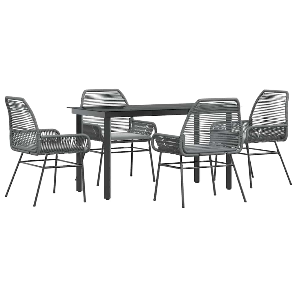 8721158867032_a_en_hd_1 vidaXL 5 Piece Garden Dining Set with Cushions Grey Poly Rattan Glass - Image 2