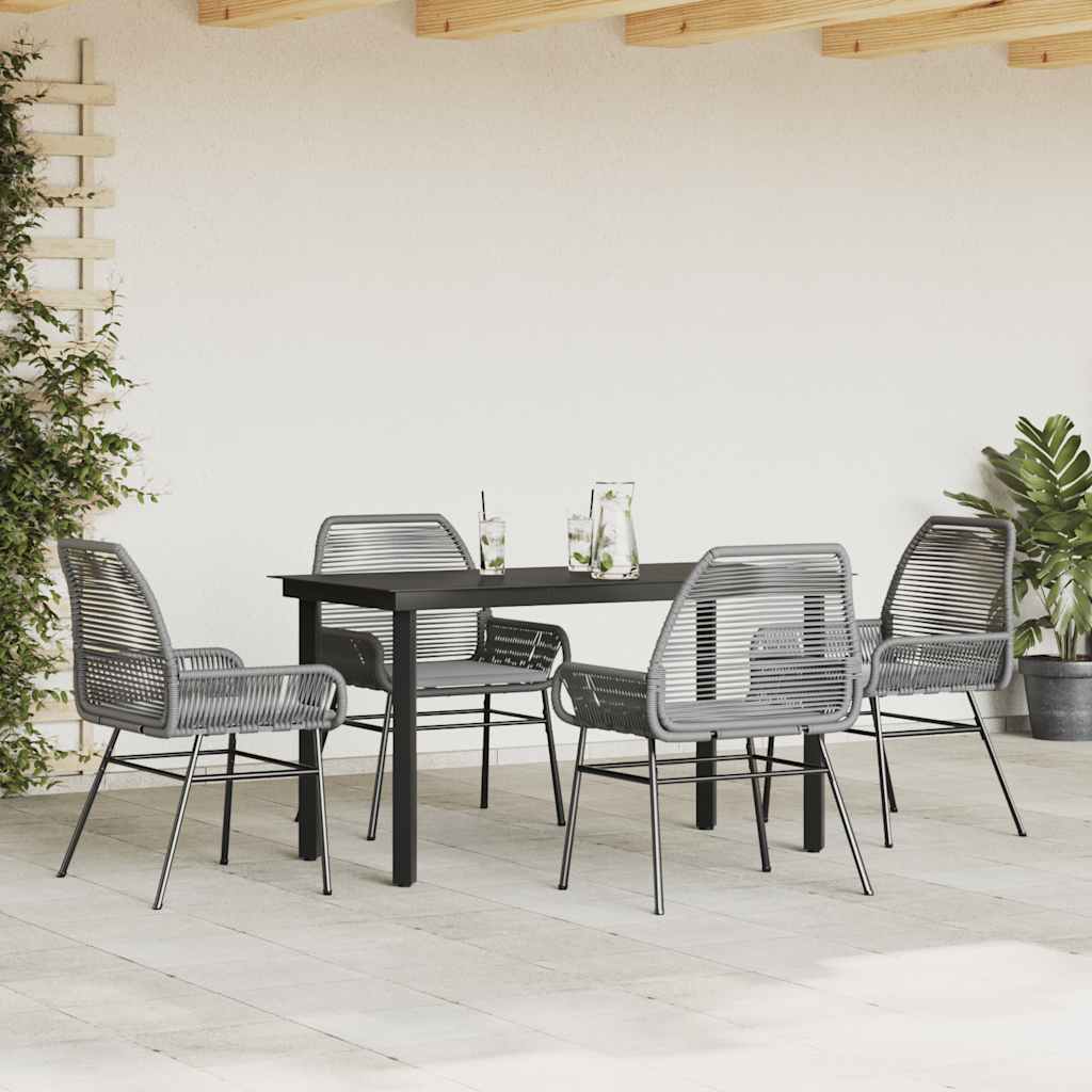 8721158867032_g_en_hd_1 vidaXL 5 Piece Garden Dining Set with Cushions Grey Poly Rattan Glass - Image 3