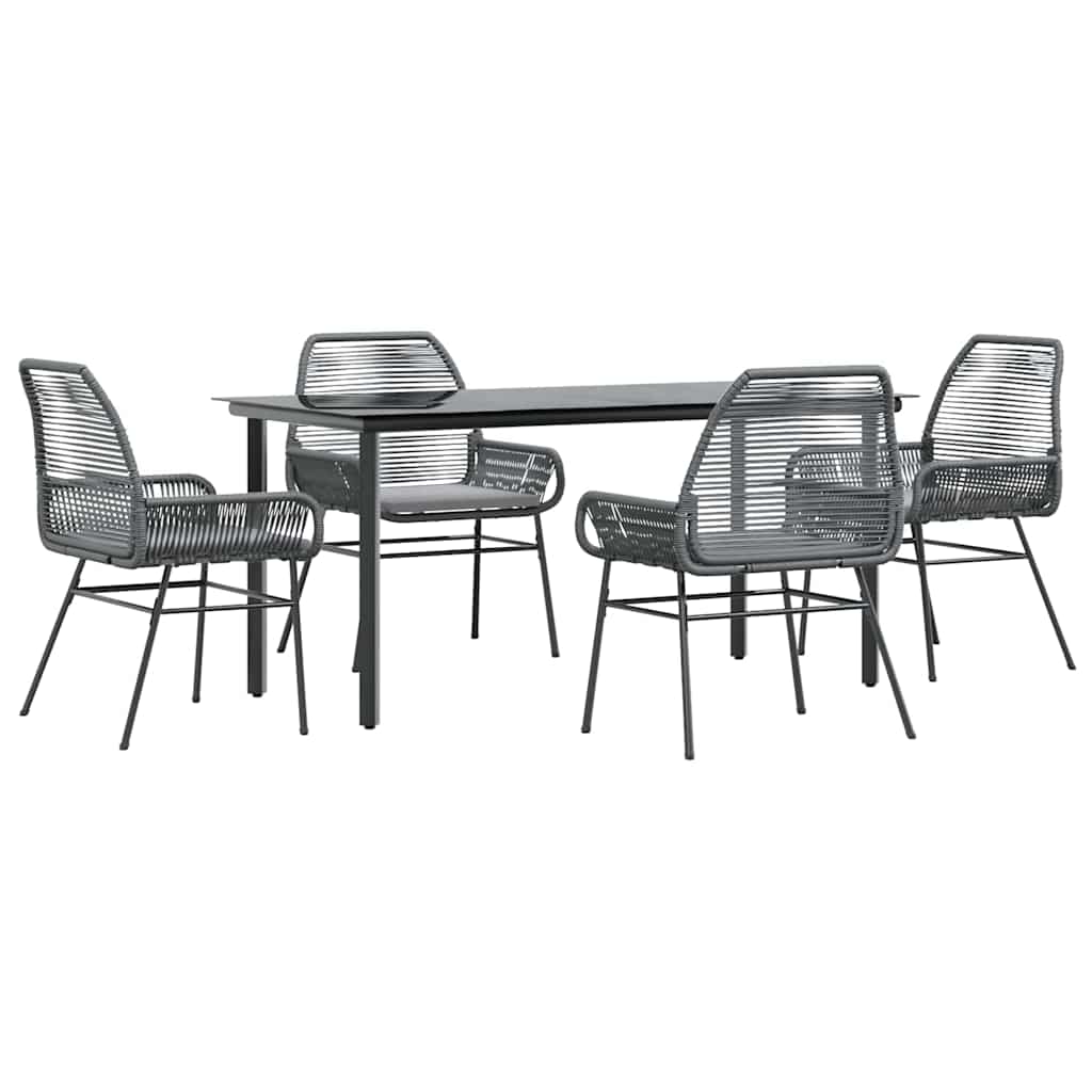 8721158867049_a_en_hd_1 vidaXL 5 Piece Garden Dining Set with Cushions Grey Poly Rattan Glass - Image 2