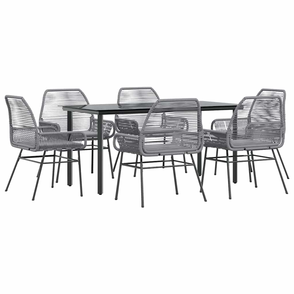 8721158867056_a_en_hd_1 vidaXL 7 Piece Garden Dining Set with Cushions Grey Poly Rattan Glass - Image 2