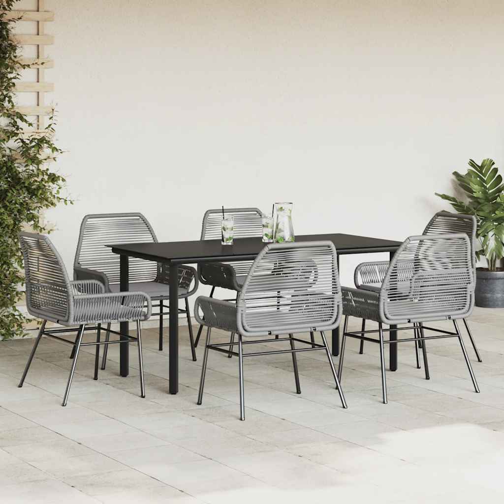8721158867056_g_en_hd_1 vidaXL 7 Piece Garden Dining Set with Cushions Grey Poly Rattan Glass - Image 3