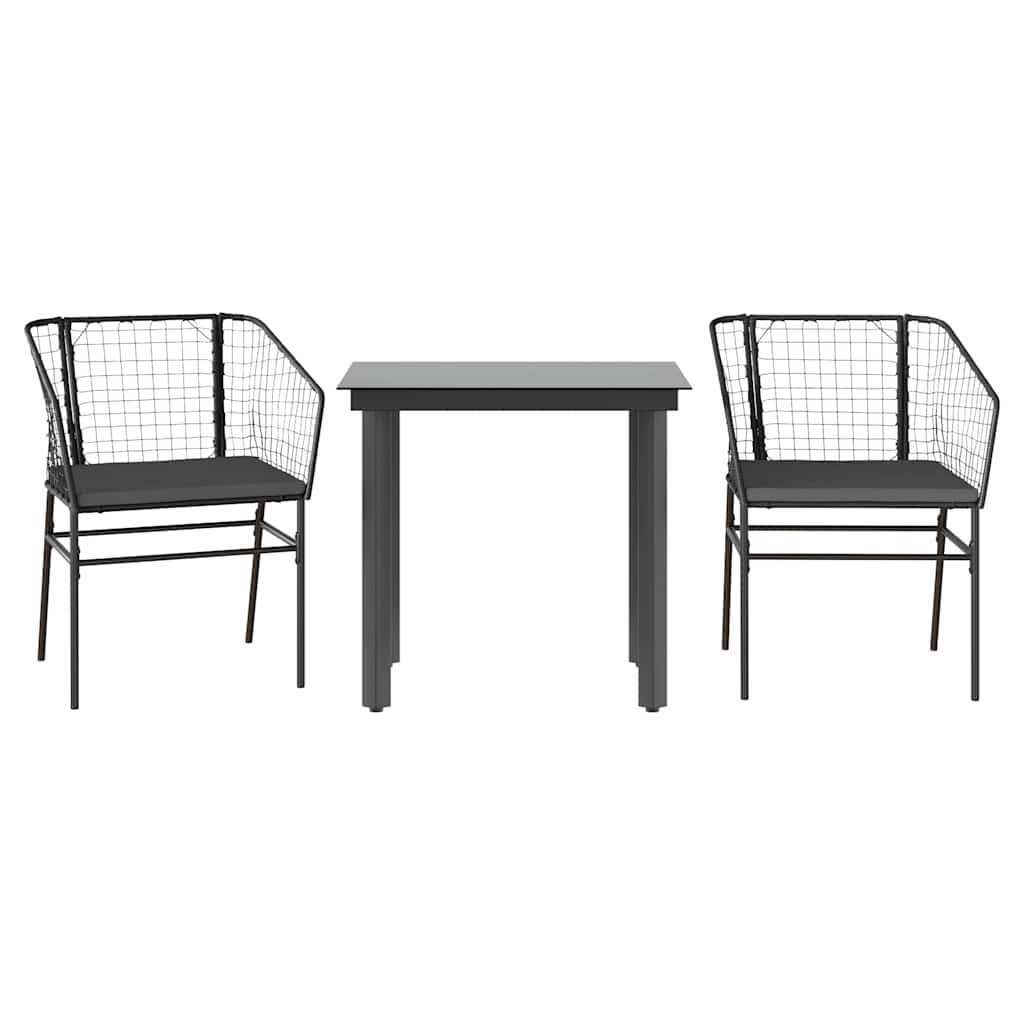 8721158867223_a_en_hd_1 vidaXL 3 Piece Garden Dining Set with Cushions Black Poly Rattan Glass - Image 2