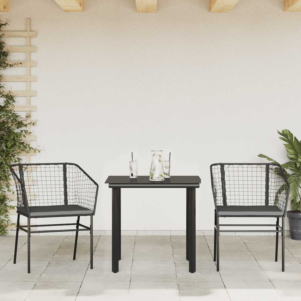 8721158867223_g_en_hd_1 vidaXL 3 Piece Garden Dining Set with Cushions Black Poly Rattan Glass - Image 3