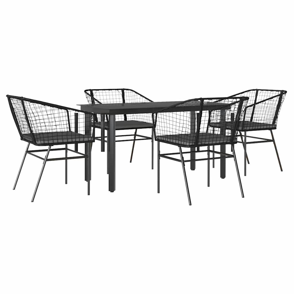8721158867247_a_en_hd_1 vidaXL 5 Piece Garden Dining Set with Cushions Black Poly Rattan Glass - Image 2
