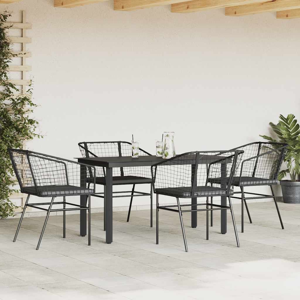 8721158867247_g_en_hd_1 vidaXL 5 Piece Garden Dining Set with Cushions Black Poly Rattan Glass - Image 3