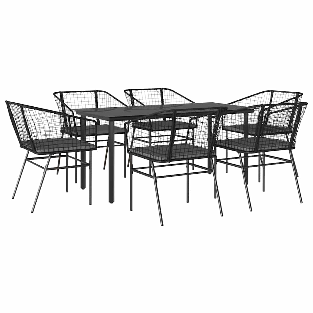 8721158867261_a_en_hd_1 vidaXL 7 Piece Garden Dining Set with Cushions Black Poly Rattan Glass - Image 2