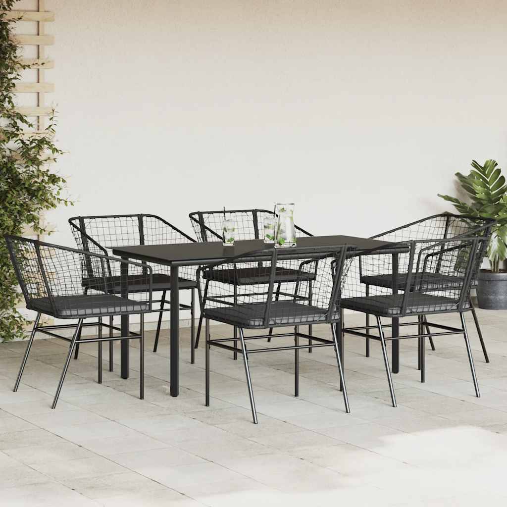 8721158867261_g_en_hd_1 vidaXL 7 Piece Garden Dining Set with Cushions Black Poly Rattan Glass - Image 3