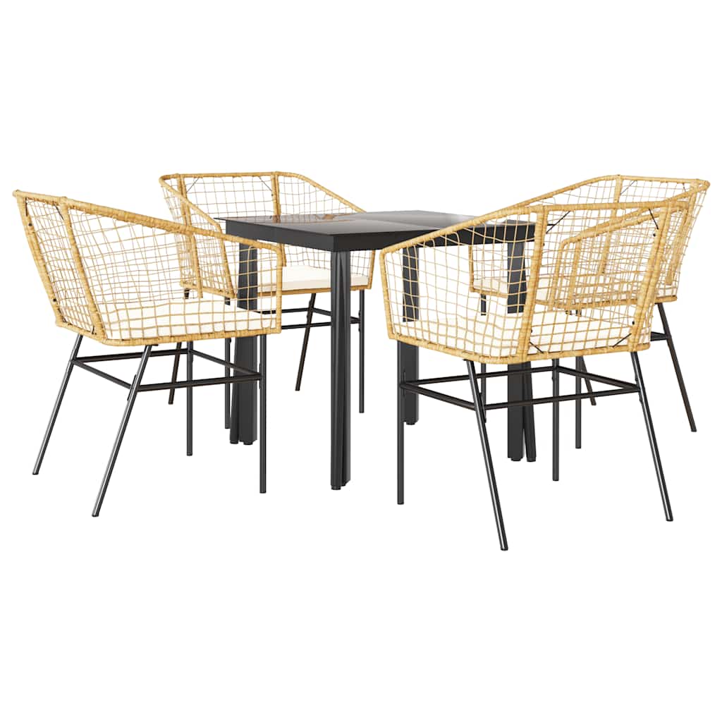 8721158867308_a_en_hd_1 vidaXL 5 Piece Garden Dining Set with Cushions Brown Poly Rattan Glass - Image 2