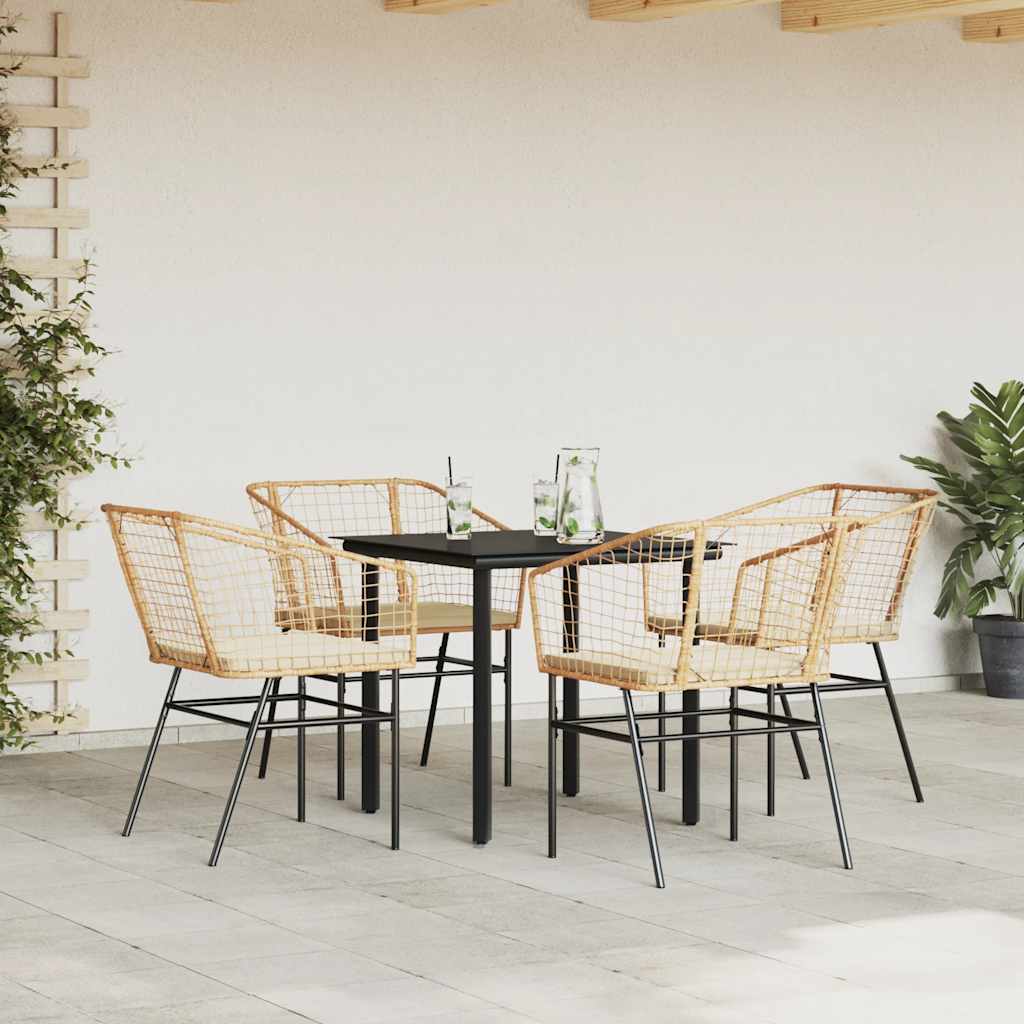 8721158867308_g_en_hd_1 vidaXL 5 Piece Garden Dining Set with Cushions Brown Poly Rattan Glass - Image 3
