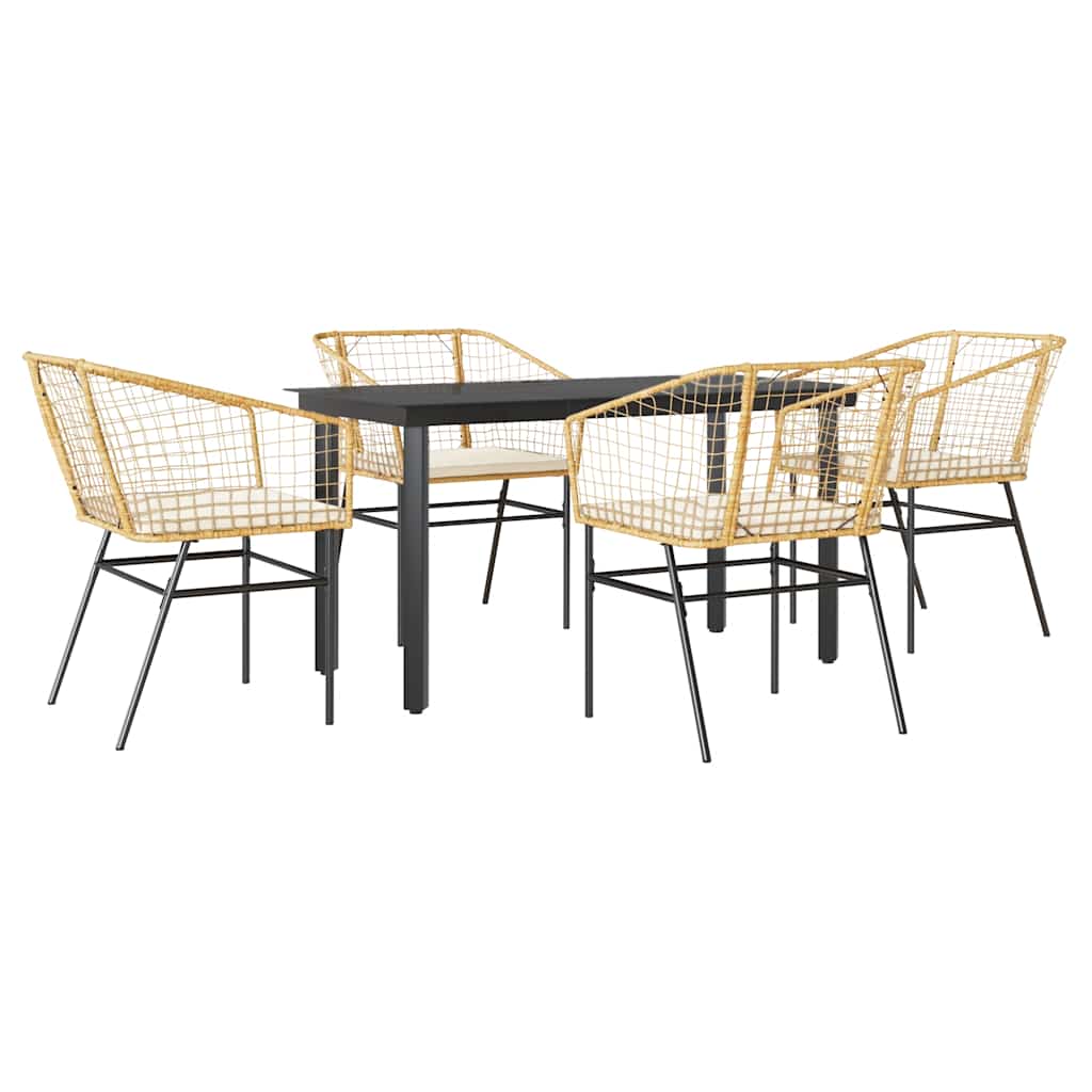 8721158867315_a_en_hd_1 vidaXL 5 Piece Garden Dining Set with Cushions Brown Poly Rattan Glass - Image 2