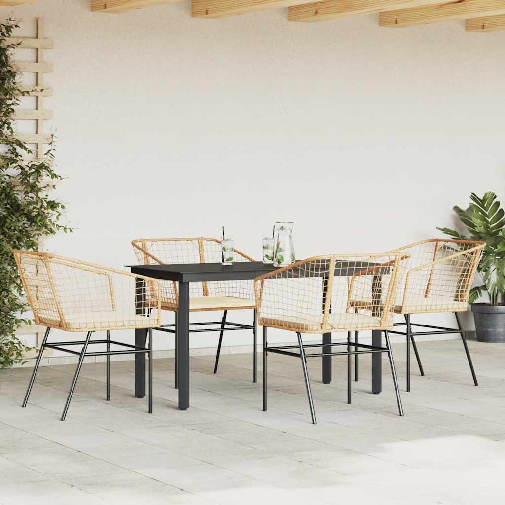 8721158867315_g_en_hd_1 vidaXL 5 Piece Garden Dining Set with Cushions Brown Poly Rattan Glass - Image 3